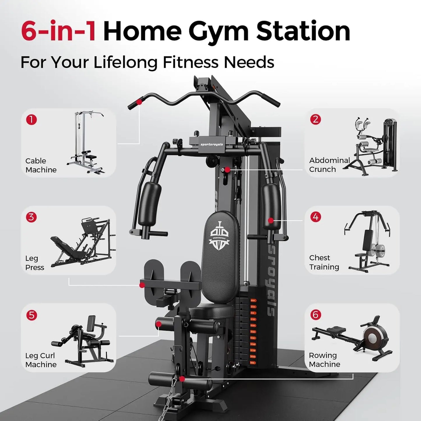 Home Gym Equipment 150LBS Weight Stack Pulley Machine