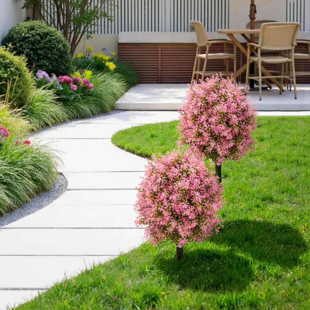 Himis 2 Pack Artificial Boxwood Topiary Ball Bush