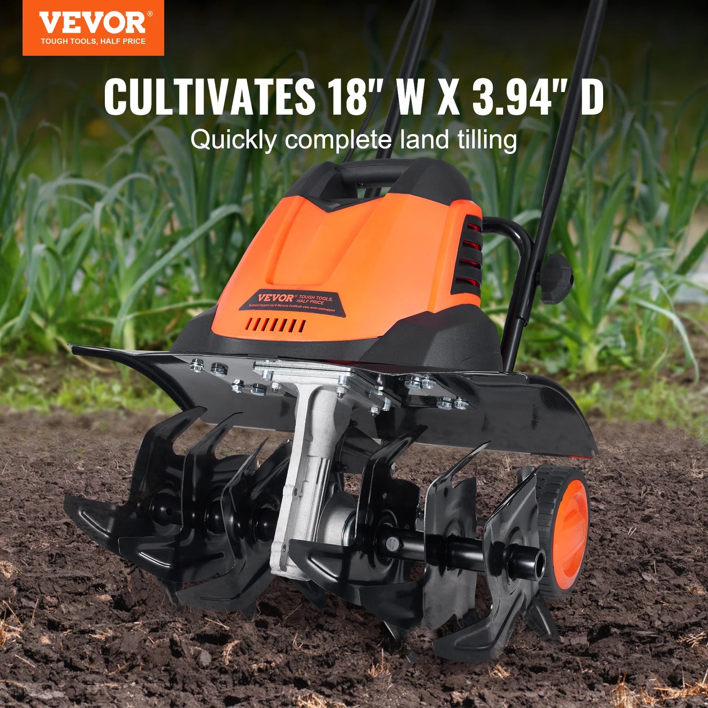VEVOR 12 Amp Electric Tiller 18 Inch Tilling Width Corded Cultivator Machine