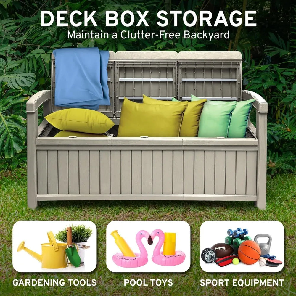 DAFIFY 3 Seat Outdoor Storage Bench With Rain Cover