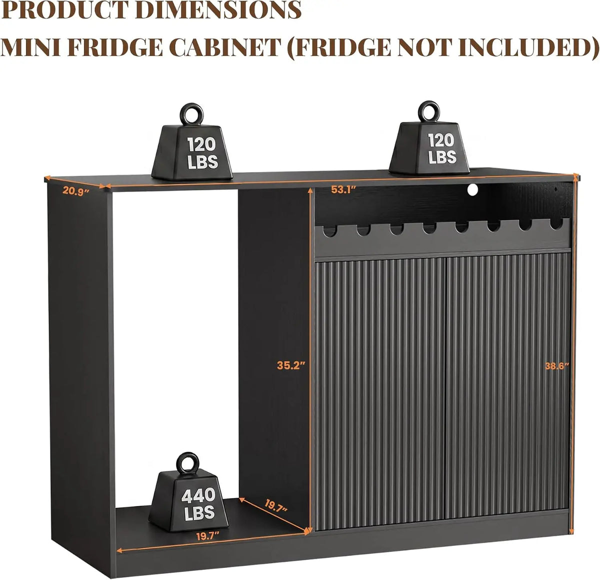 XIUWO Coffee Bar Cabinet With Fridge And Wine Rack