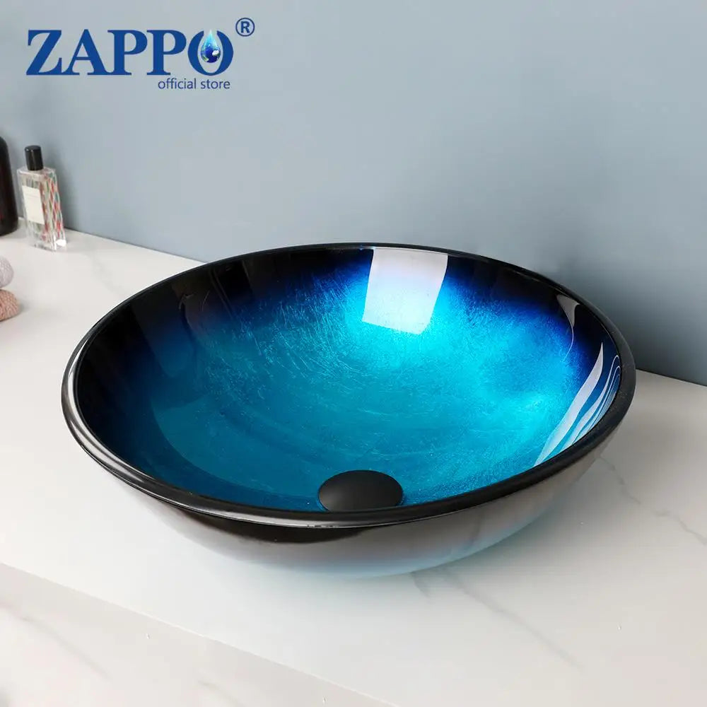 Torayvino Tempered Glass Vessel Sink With Waterfall Faucet