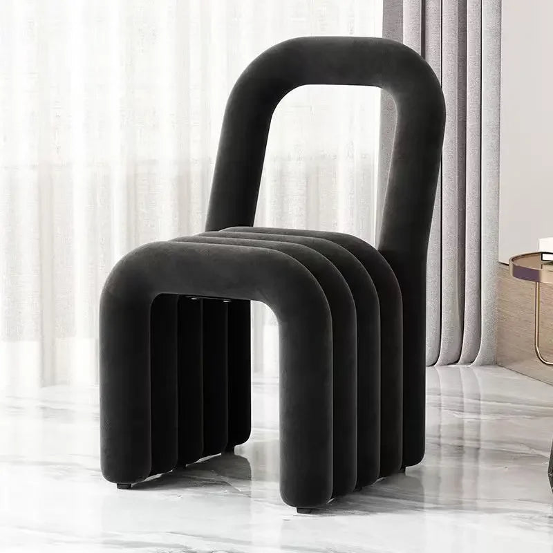 Plush Irregular Velvet Makeup Chair For Girls Bedroom