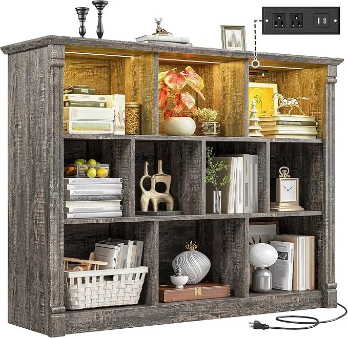 10 Cube Storage Organizer with LED Light and Charging Station for Home and Office