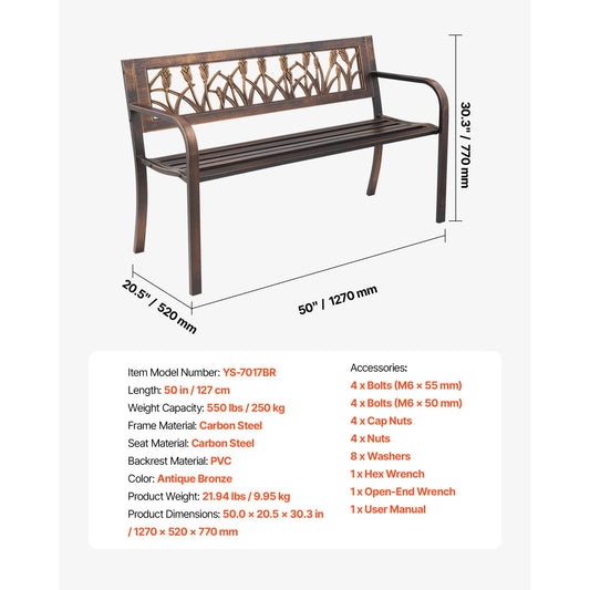 SucceBuy Outdoor Wooden Garden Bench Park Bench Patio Furniture