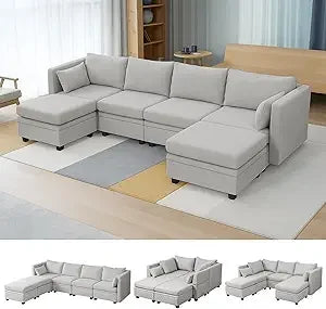 MKDK Modular Sectional Sofa With Storage U Shaped Couch