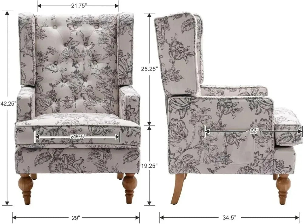 Modern Tufted Accent Chair With Wood Legs Living Room