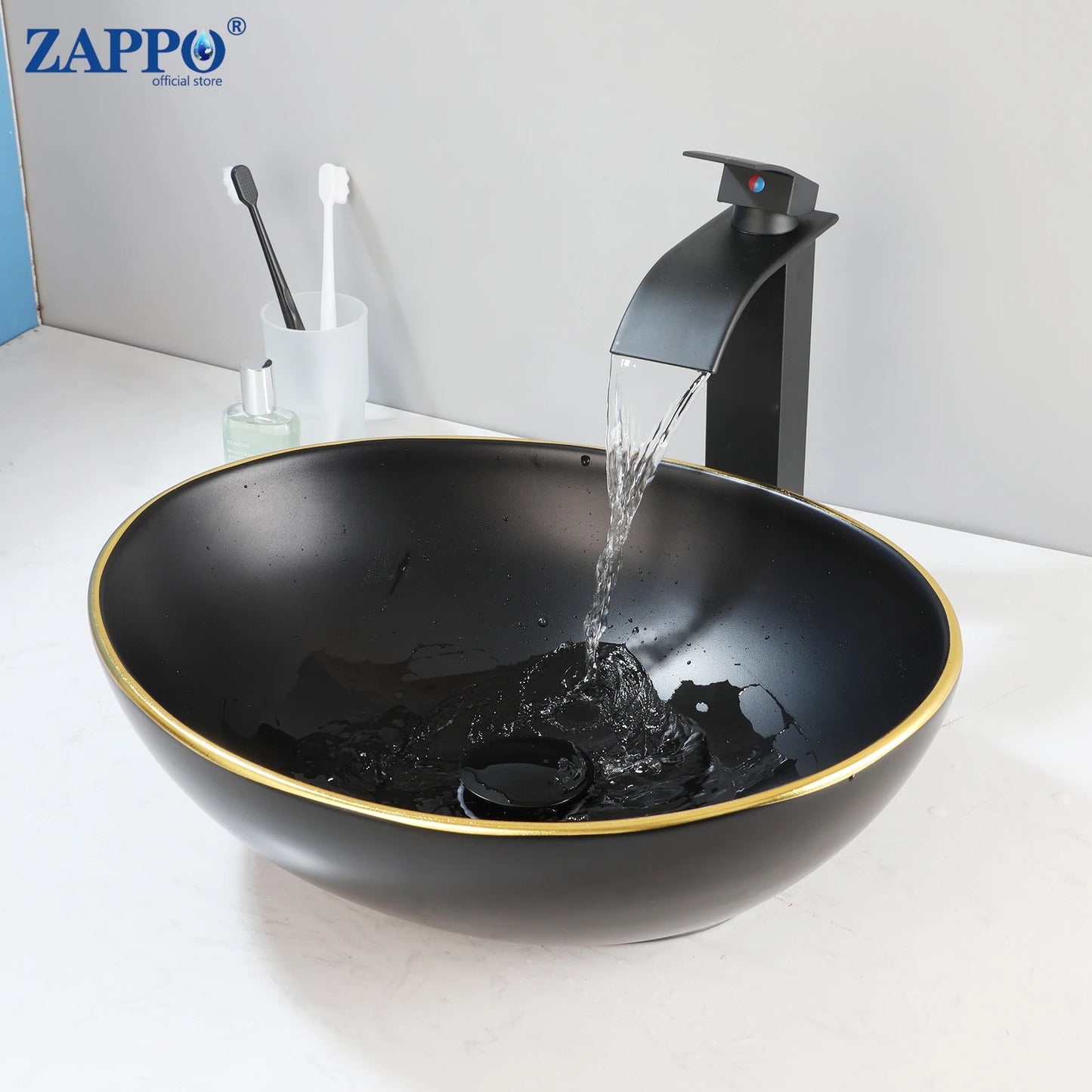 Torayvino Vessel Sink With Faucet Drain Ceramic Oval Bathroom Sink