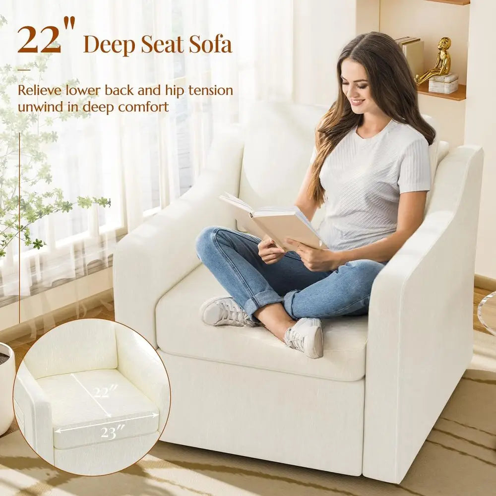 360 Degree Swivel Upholstered Accent Chair Set for Reading Furniture