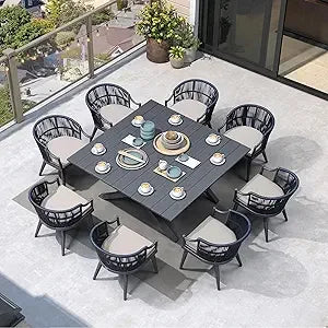 DAFIFY Outdoor Wicker Dining Set With Aluminum Table