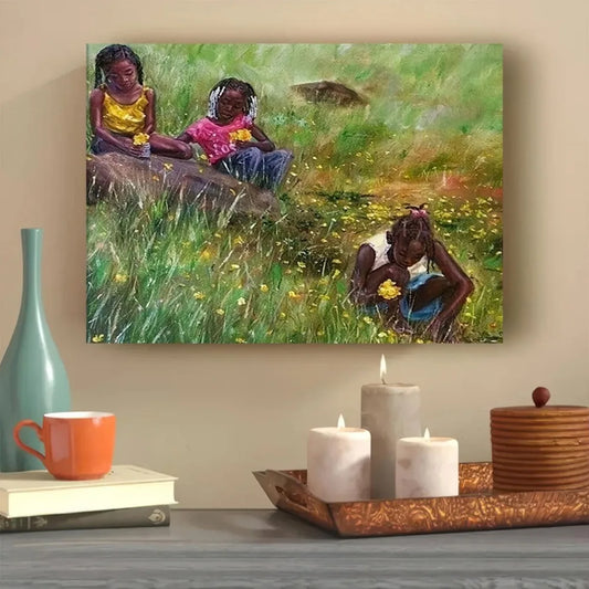1.5 Inch Thick Pine Frame African Girl Canvas Print for Home Decor
