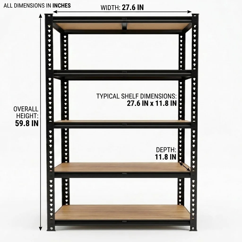 Slim Five Tier Adjustable Metal Shelving Storage Rack