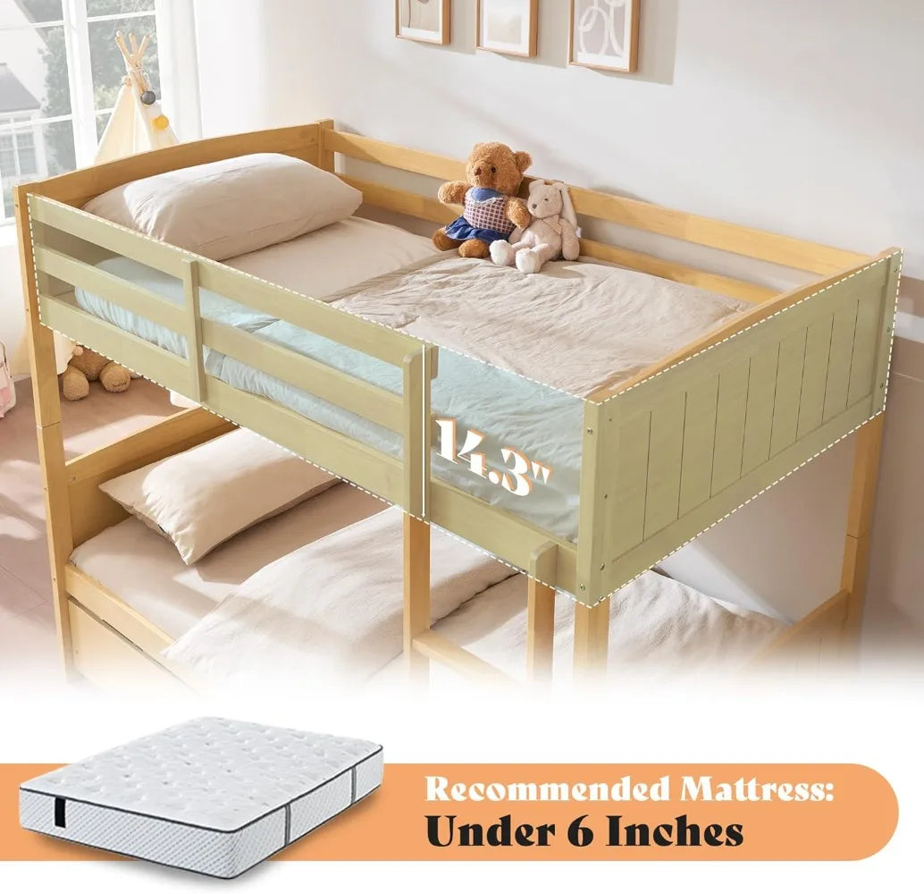 Convertible Twin Bunk Bed With Storage Drawers Metal Frame