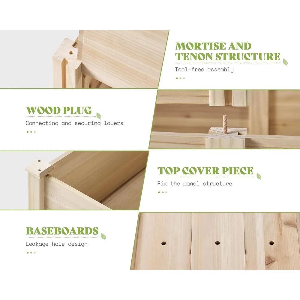 Amerlife 3-Tier Raised Garden Bed Outdoor Planter Box with Cedar Legs