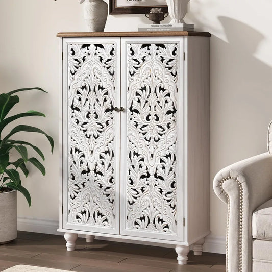 RBXC Tall Cabinet Featuring Solid Wood Legs And Shelves