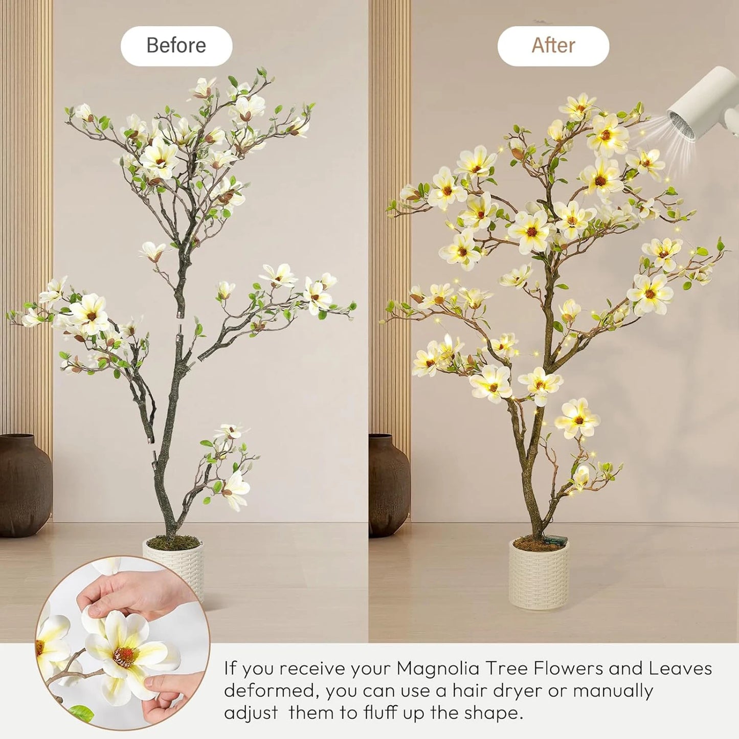 Guangdong Premium Ultrarealistic Artificial Magnolia Plant With LED IlluminationEffect
