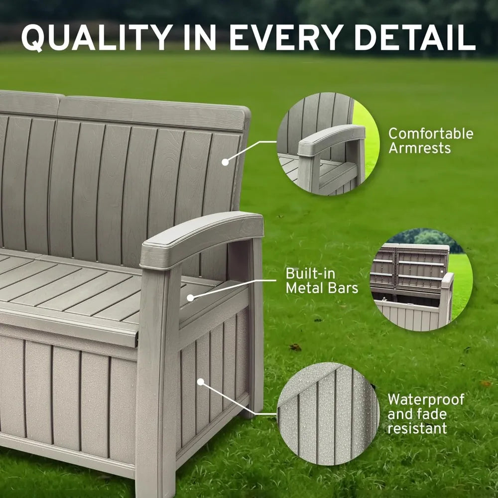 DAFIFY 3 Seat Outdoor Storage Bench With Rain Cover