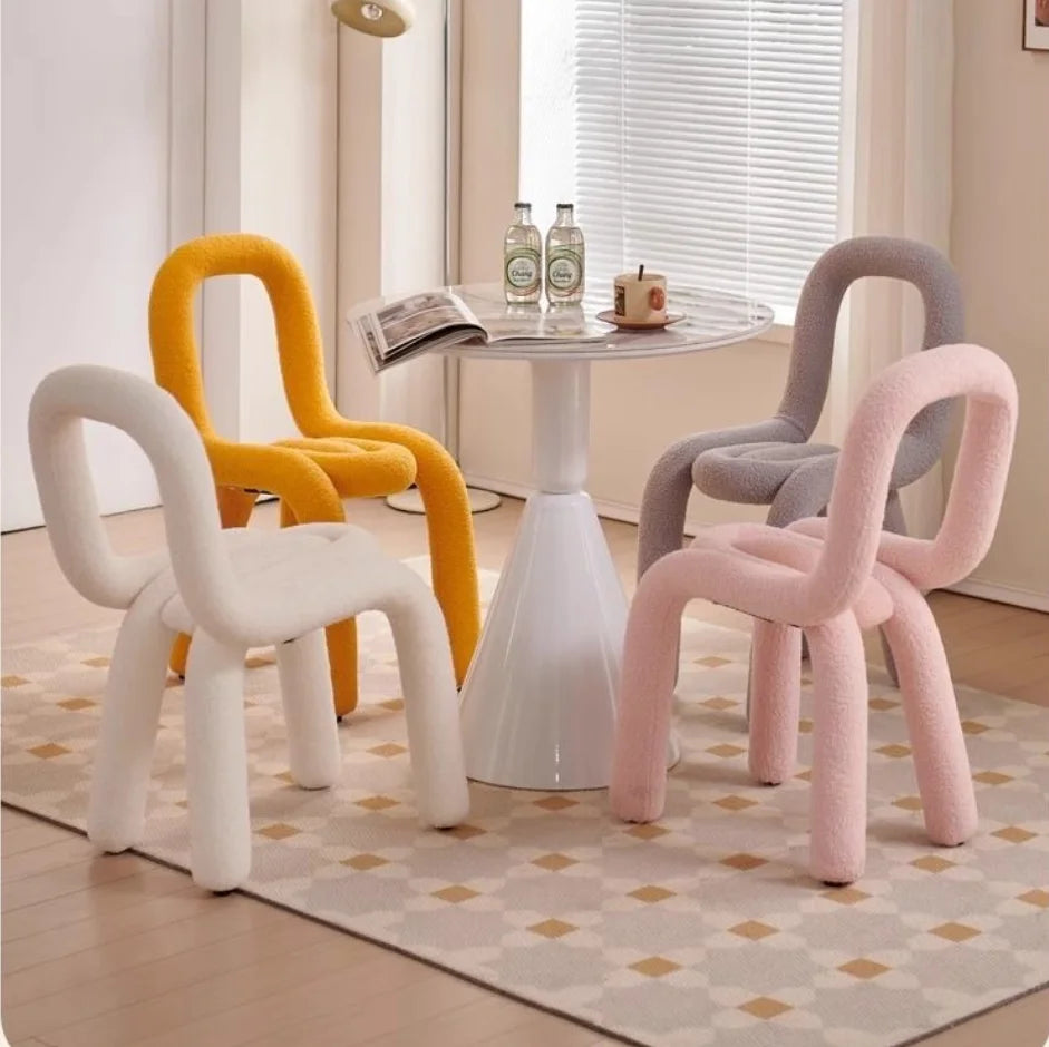 Plush Irregular Velvet Makeup Chair For Girls Bedroom