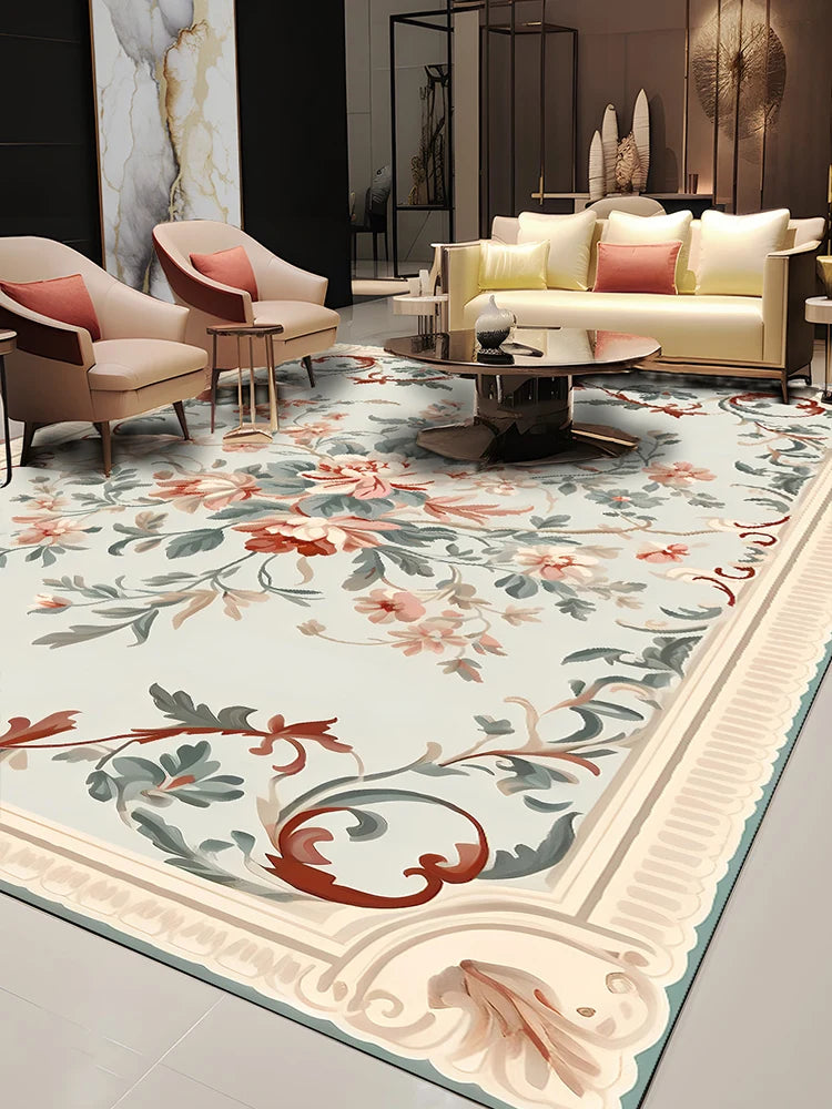Pastoral Style Polyester Floor Rug for Living Room Bedroom