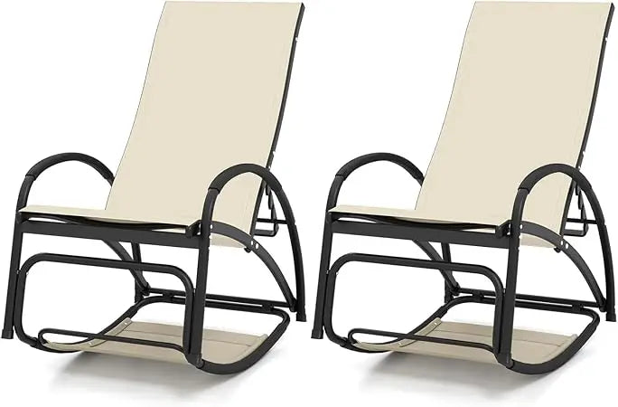 MKDK Convertible Outdoor Rocking Lounge Chair With Armrests