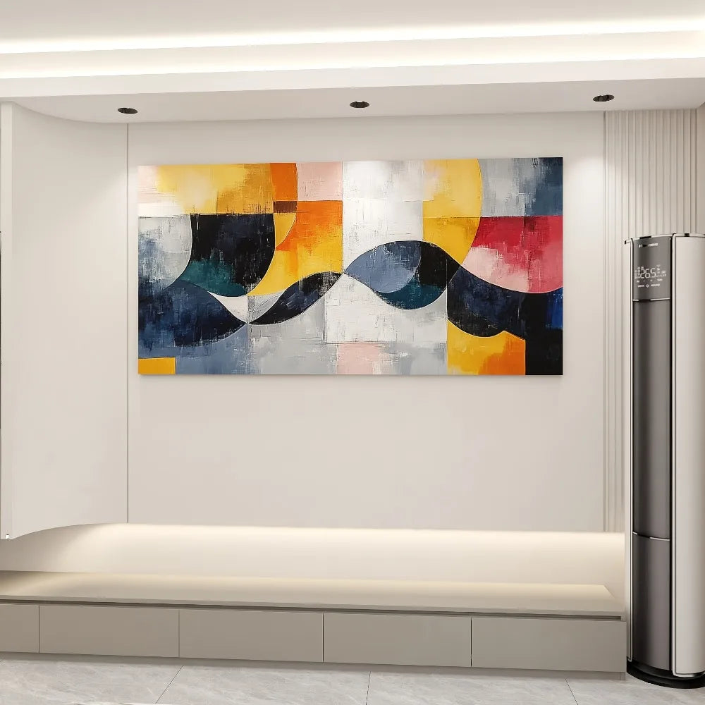 Line Dance Modern Abstract Canvas Art With Pine Frame