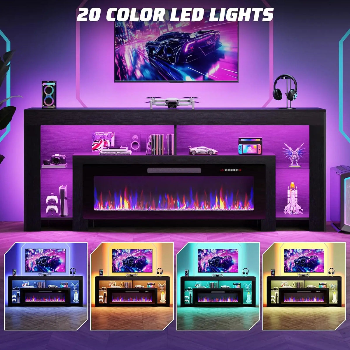 Modern Electric Fireplace TV Stand Entertainment Center