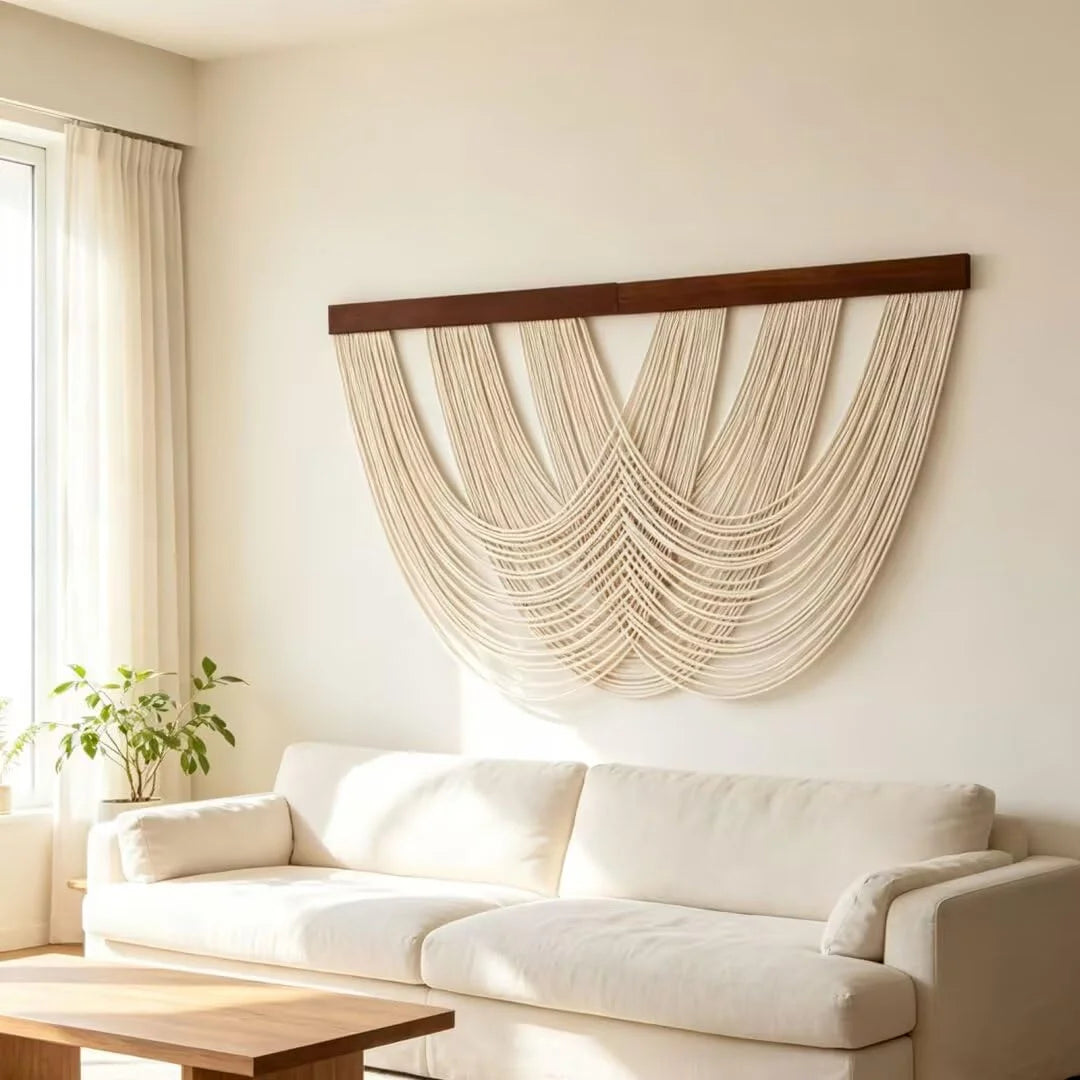 Handwoven Cotton Rope Macrame Wall Art Canvas Boho Decor