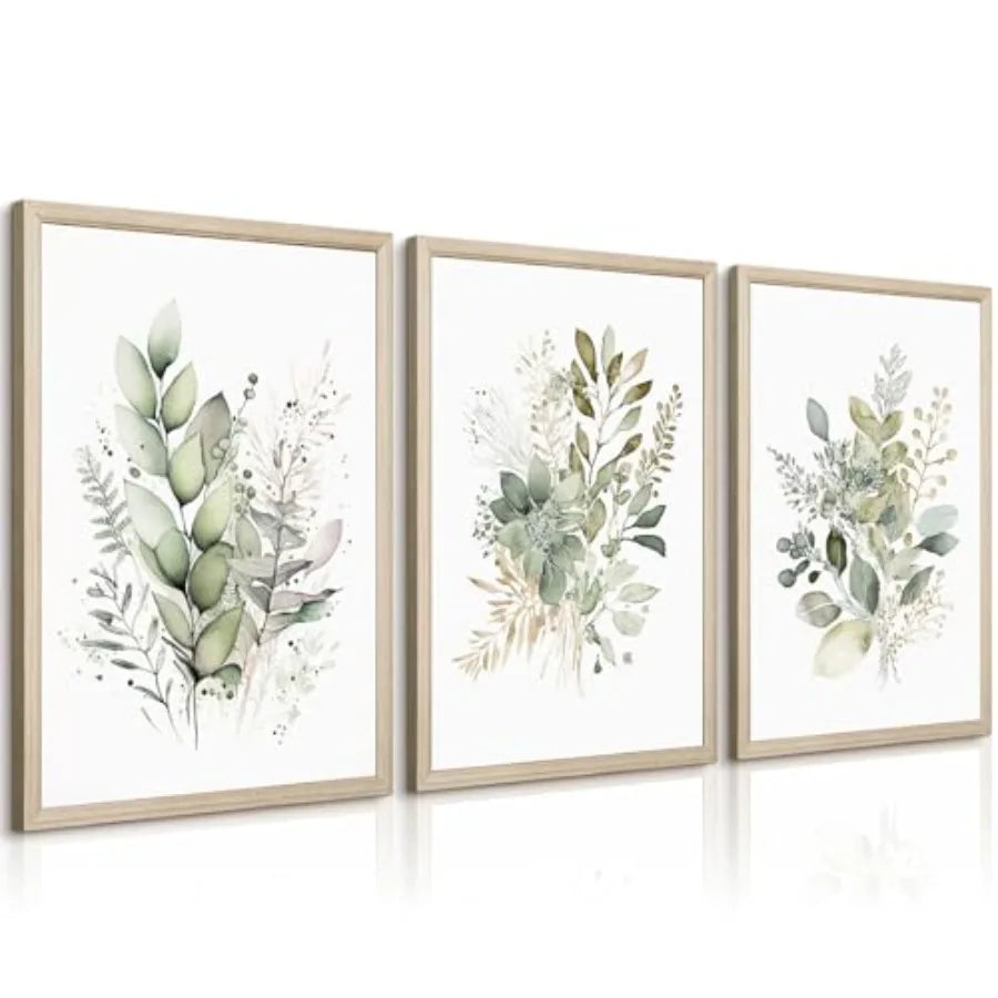 Boho Floral Triptych Canvas Prints For Living Room