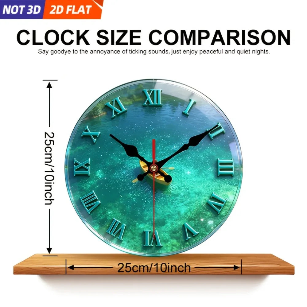 XMSJ Silent Water Theme Wooden Wall Clock Home Decor