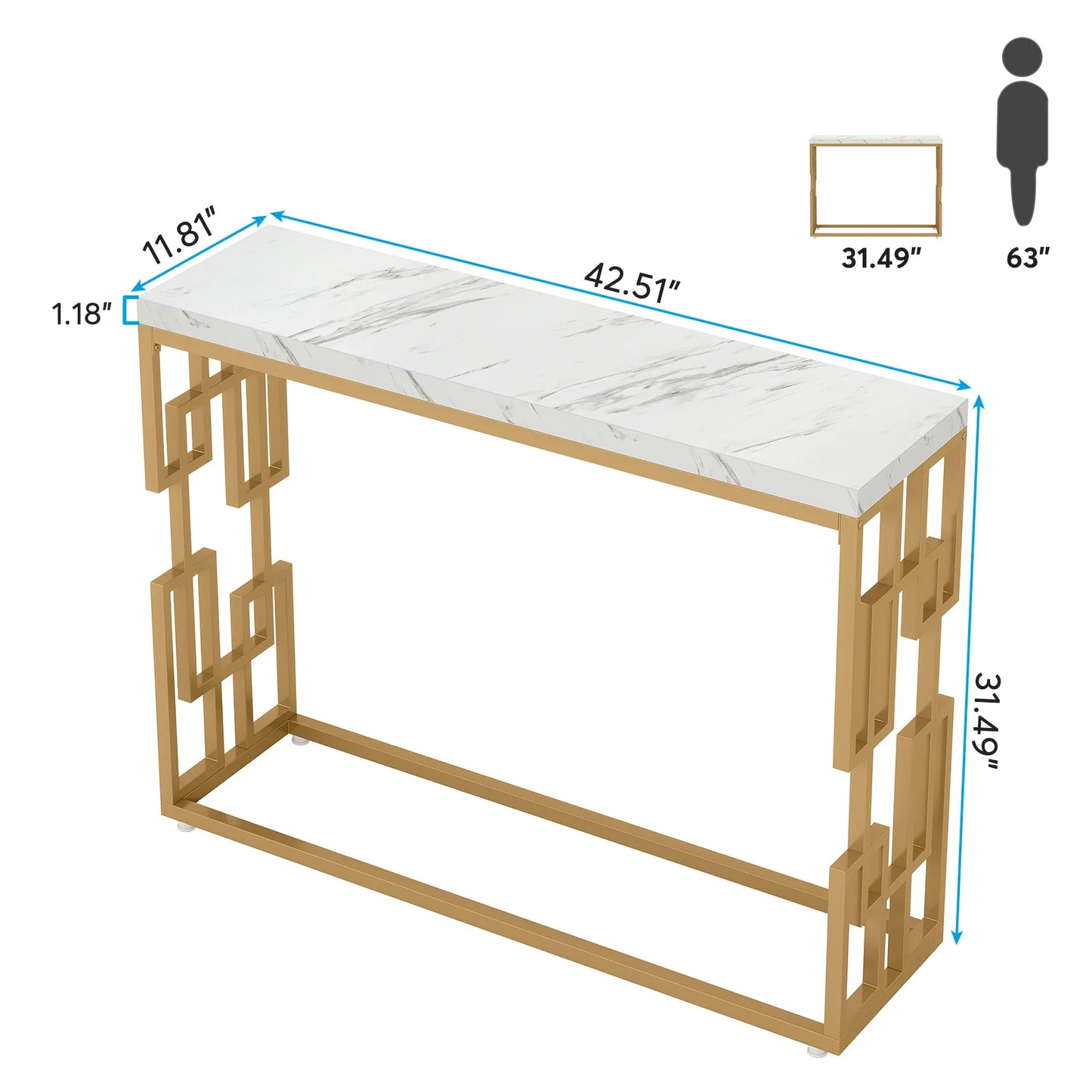 Tribesigns Modern Console Table Faux Marble Top For Home