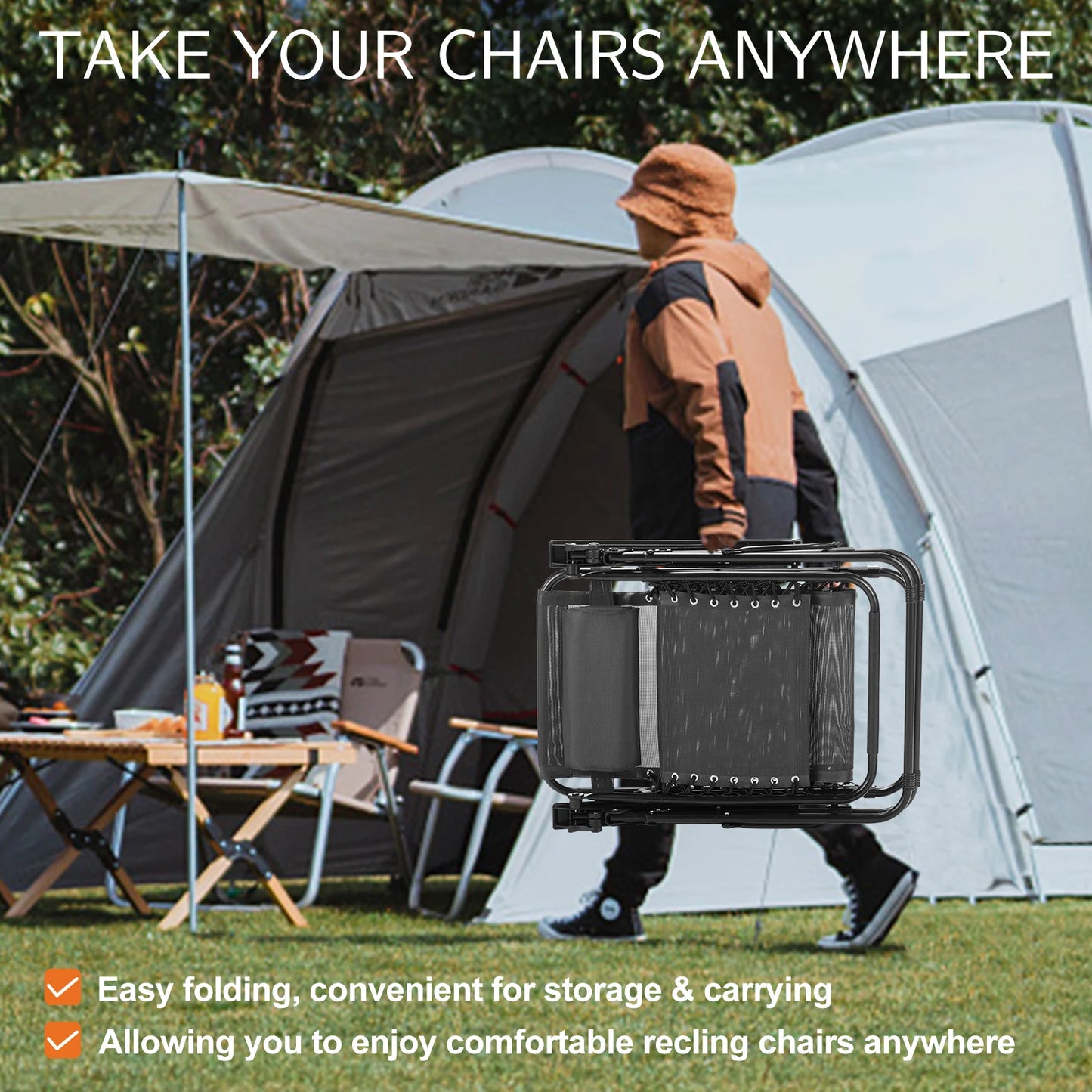 JHK Zero Gravity Recliner Bundle of Two Cupholder Trays