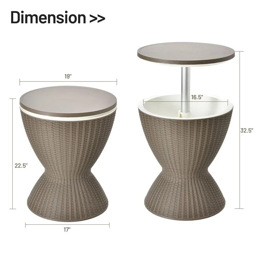 Outdoor Bar Table With Rattan Style Beer Wine Cooler