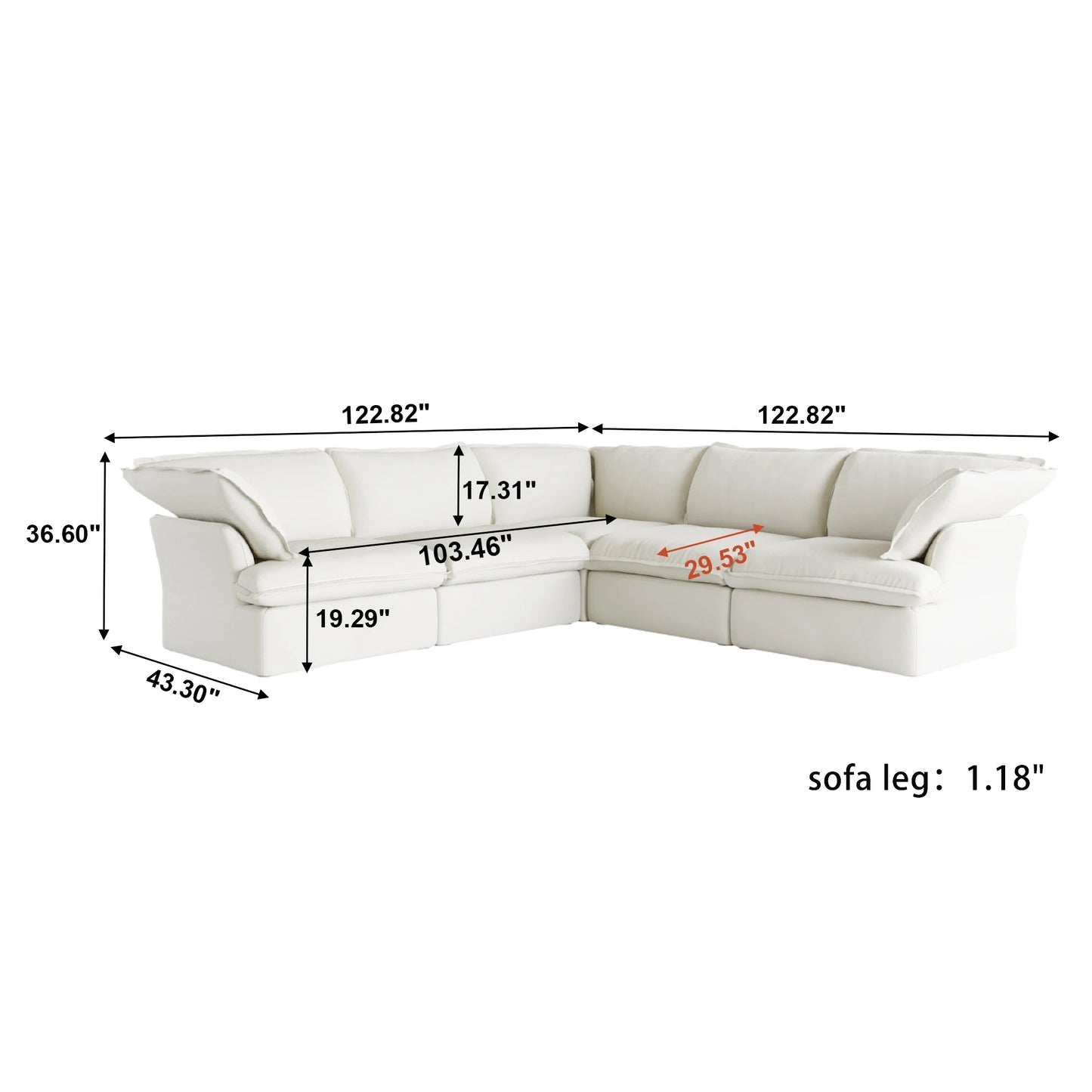 SdorensCN L Shaped Corner Sectional Sofa With Down Fill