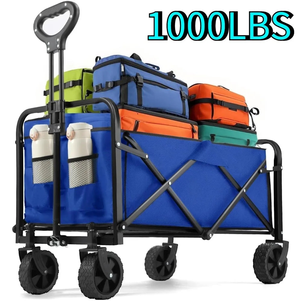Collapsible Wagon Cart Foldable Beach Wagon All Terrain Wheels