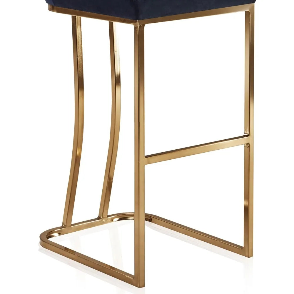 30 Inch Upholstered Velvet Barstools Set of 2 with Gold Metal Frame