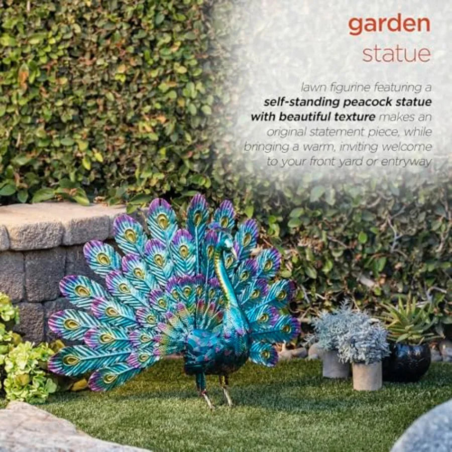 Outdoor Peacock Yard Statue Garden Sculpture Decor