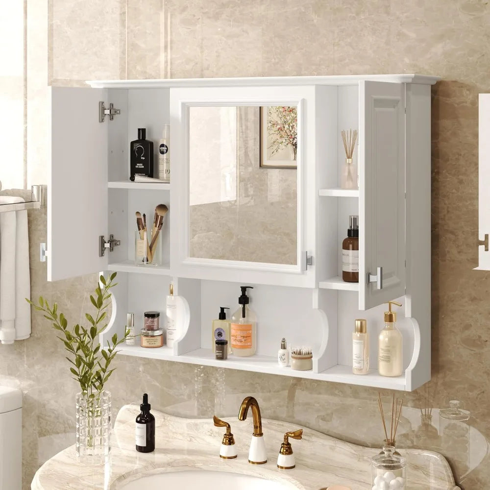 Bathroom Wall Cabinet With Mirror And Open Shelves