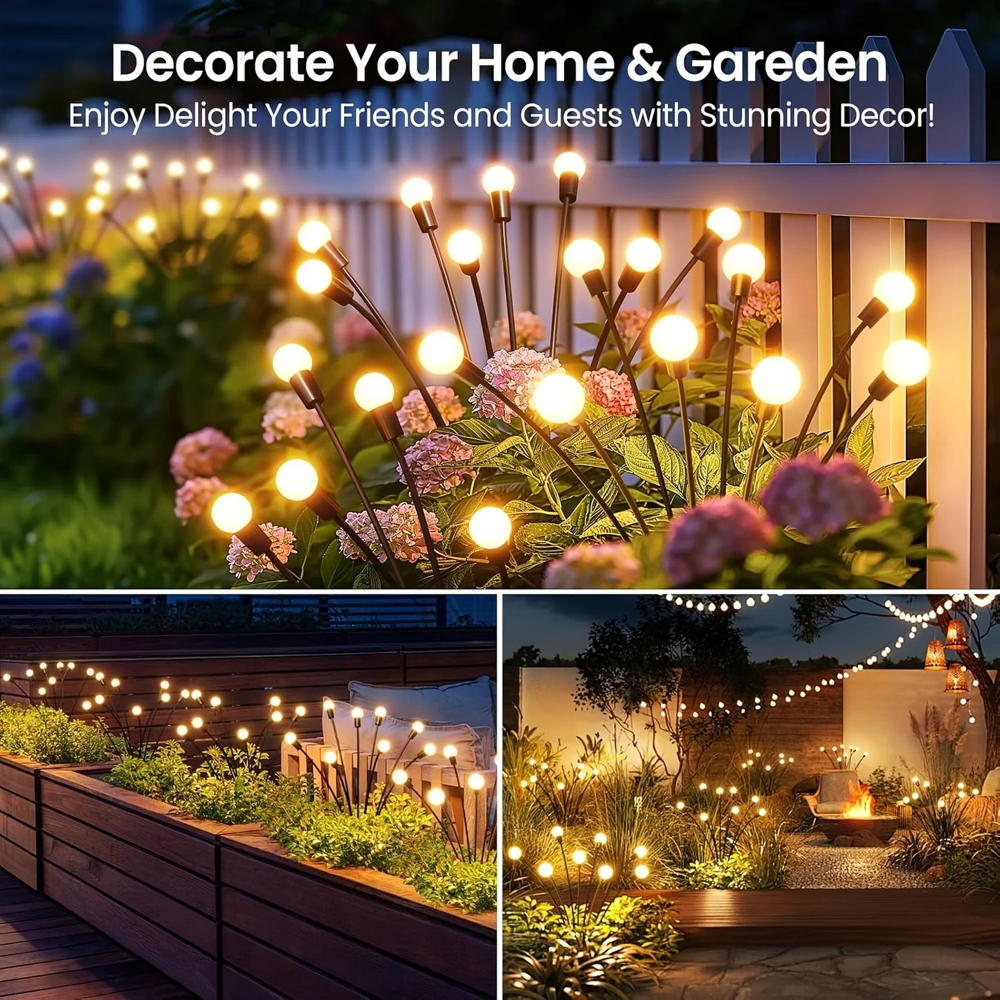 KPSTEK Swaying Solar Firefly Lights 32 LED For Pathway