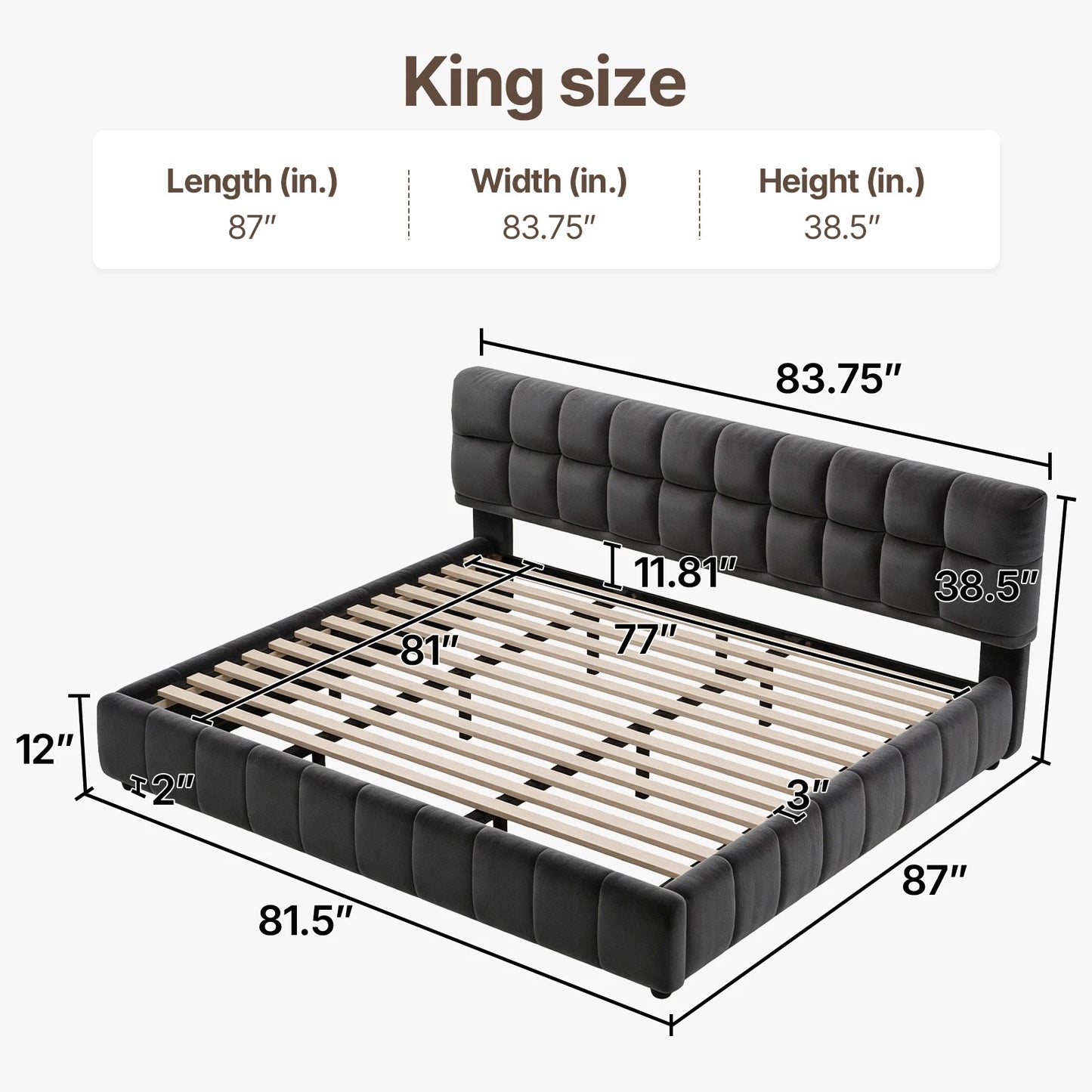 Modern Cloud Platform Bed With Thick Headboard And Footboard