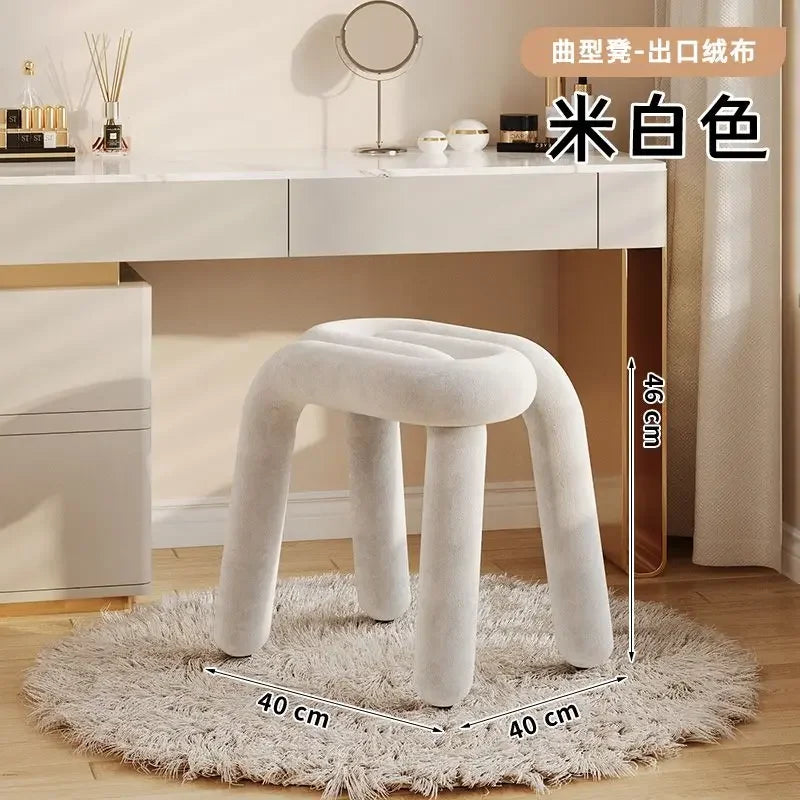 Plush Irregular Velvet Makeup Chair For Girls Bedroom