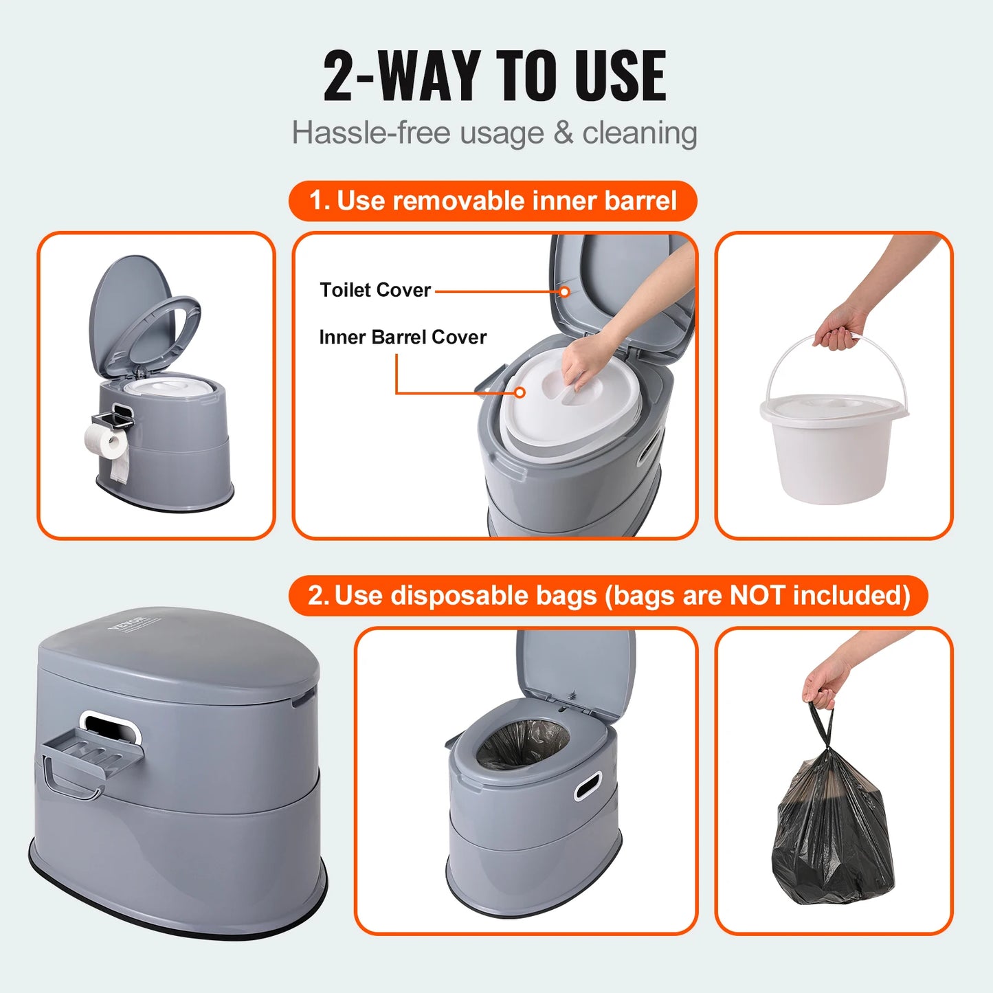 SucceBuy Portable Camping Toilet With 1.3G Detachable Inner Bucket