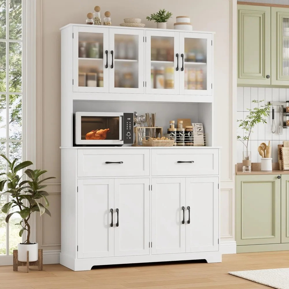 Charge Kitchen Pantry Storage Cabinet With Microwave Hutch