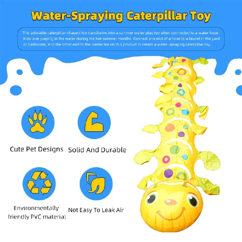 Caterpillar Sprinkler Pad Splash Play Mat For Kids Backyard