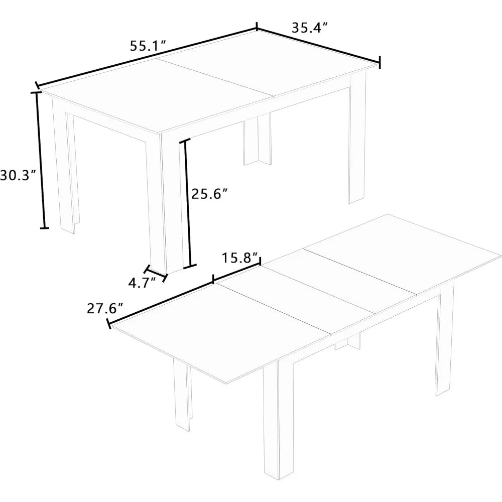 Expandable Wooden Dining Table for 6 to 8 People in Oak Finish