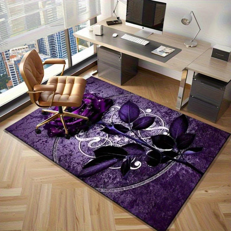 Abstract Floral Area Rug For Luxurious Office Decor