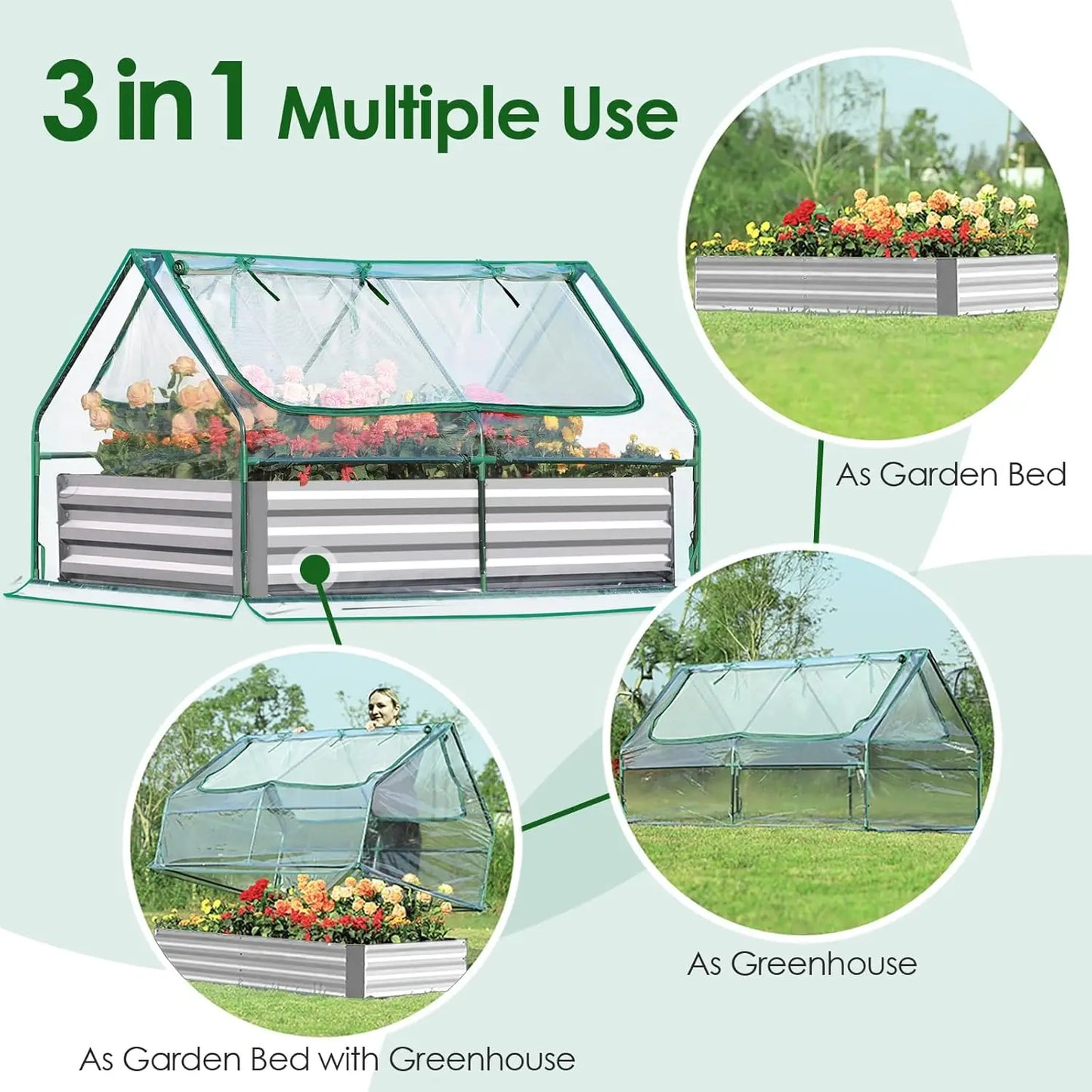 Hign-concerned Raised Garden Bed With Cover Galvanized Kit