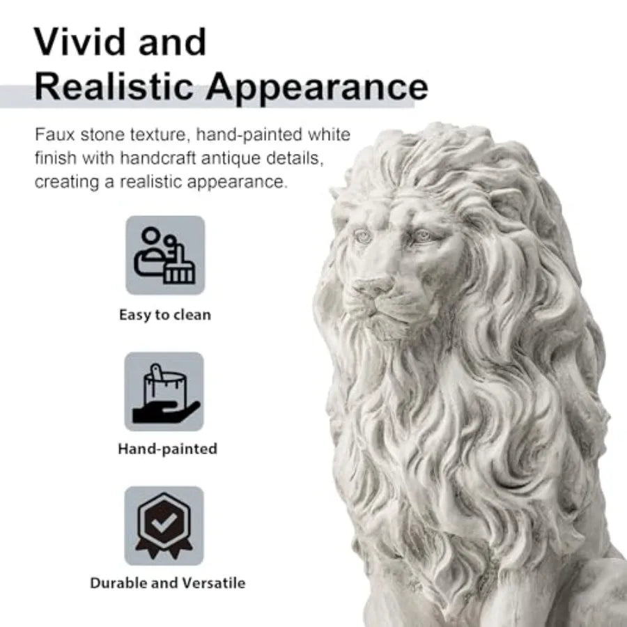 Guardian Sitting Lion Garden Statue Outdoor Decoration MGO