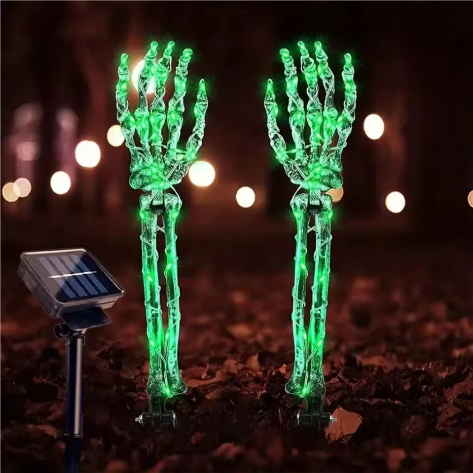 Two Pack Halloween Solar Ghost Hand LED Garden Stakes