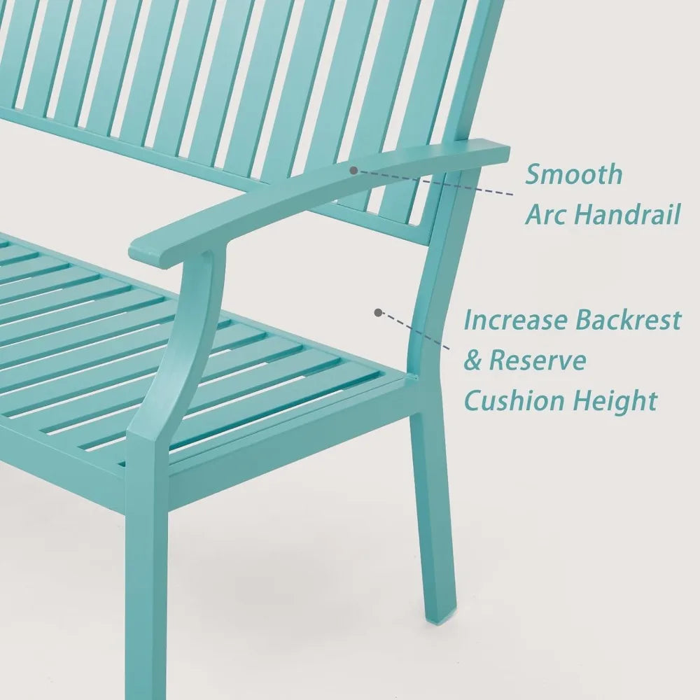 Aluminum Outdoor Bench Weatherproof Patio Garden Loveseat