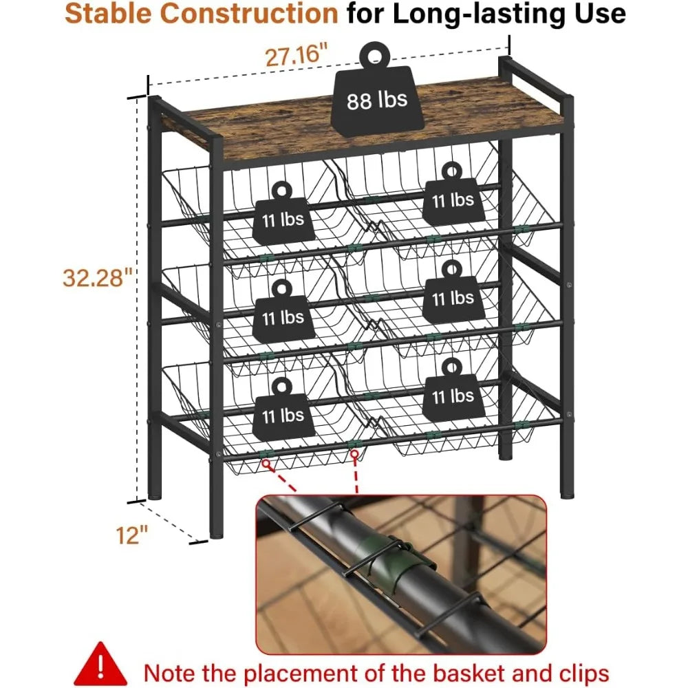 NBVCX 4 Tier Freestanding Fruit and Vegetable Basket Rack